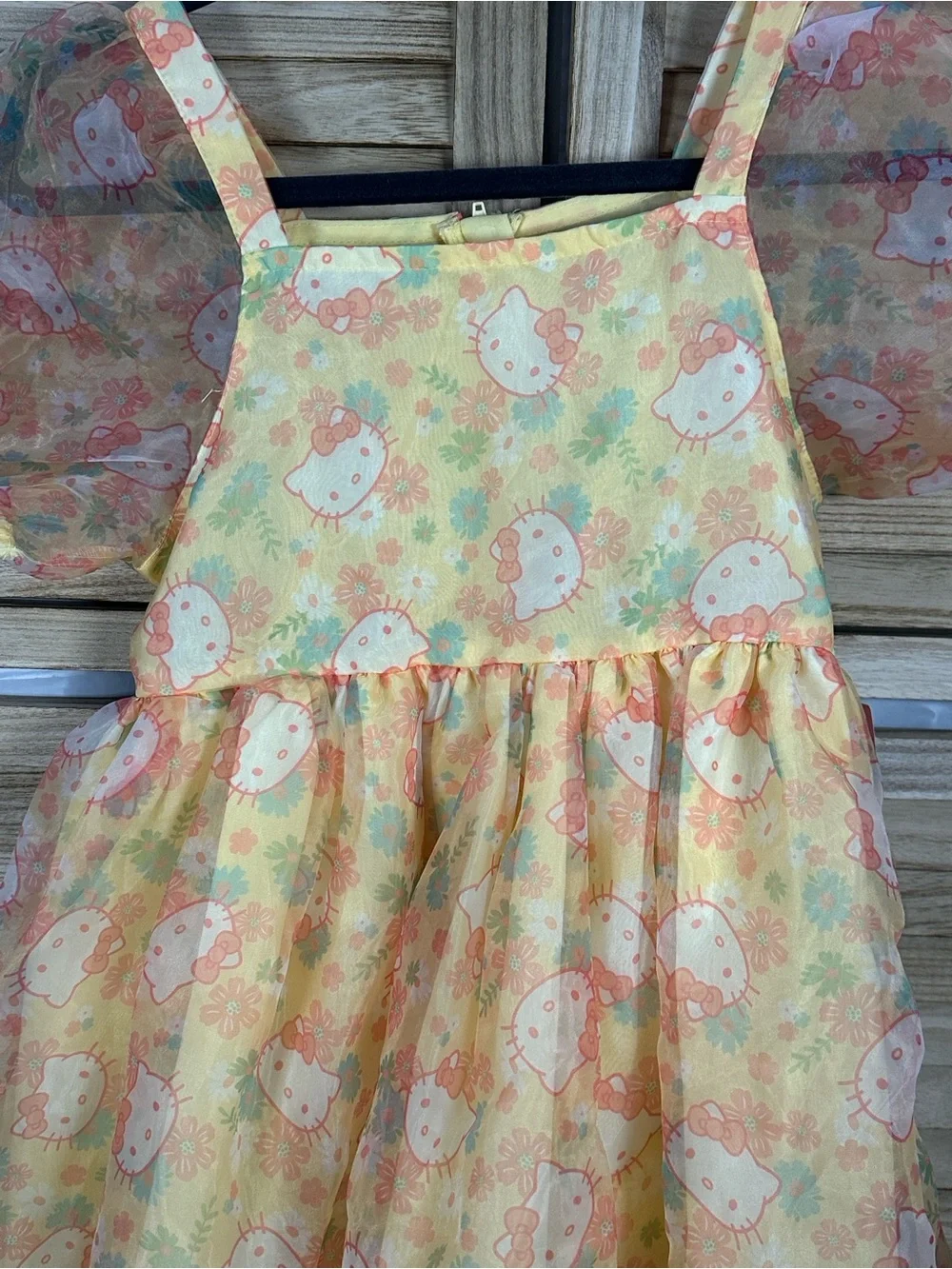Hello Kitty Yellow and Pink Floral Organza Party Dress